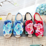 Zingj Summer New Three-Dimensional Embroidered Fish Mouth High Slope With Cool Slippers Ladies Embroidered Cloth