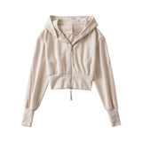 Zip Hoodie Slim Women Sweats Grunge Pink Sweatshirt Aesthetic Hoody Sweat College Young Girls Sweetshirts Crop Hoodie