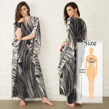 Elegant Quick-drying Striped V-Neck Self Belted Summer Beach Dress Black Cotton Tunic Plus Size Women Beachwear Kaftan