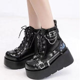 Rider Original Martin Boots Spice Girls Thick Bottom Round Head Cool Short Boots Buckle Buckle Tie Martin