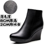 High Heemon Women's Boots Middle-Age Women's Shoes 33 Yards Round Head Waterproof Table Thick-Bottomed Single Boots Plus Velvet Slope And Short Boots