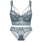 Top Classic Bandage Bra Set Lingerie Push Up Brassiere Lace Underwear Set Sexy Transparent Panties For Women