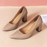 Single Shoes Women's Coarse Heel 2025 Summer New Pointed Work Shoes Shallow One-Foot Pedal Korean Version Of High Heel