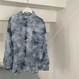 Women Fashion Tie Dye Harajuku Gothic Top New Korean Loose Casual Clothes Sun-proof Embroidery All-match Summer