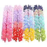 Printed Flower Hair Bows With Clip For Baby Girls Grosgrain Ribbon Boutique Hair Clip Barrettes Hair Accessories