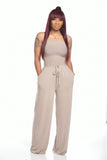 Zingj New Women's Casual Flat Shoulder Wrapped Chest Wide-Leg