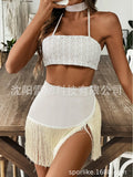 2025 New Blouse Short Skirt Women Split Two Sets Of Beach Vacation Bra Strap