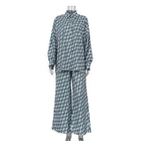 Zingj Spring / Summer 2024 Women's Wear With A Long-Sleeved Shirt Wide Leg Pants Letter Print Suit-Outfit