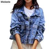 Jackets Coats Women 2019 Short Casual Denim Coat New Autumn Long Sleeve Jaqueta Feminina Chaquetas Mujer Jeans