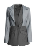 Temperament High-Level Fake Two Suit 2025 Summer New Splicing Color Design A Buckle Suit Jacket