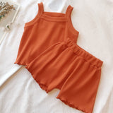 Comfortable Sleeveless Tops+Pant Kids Clothes Solid Colors Boy Clothing Set Toddler Boy Girls Vest Child Pajama