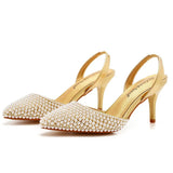 Cm Light-Mouthed Pointed Sandals White Pearl Fine Heel Sandals Large Size Wedding Shoes Bride Wedding Wedding Wedding Shoot Pearl