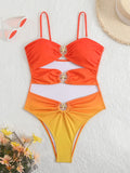 2025 New Sexy Gradient Conjoined Hollow Swimsuit Bikini