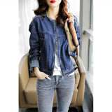 Zingj Blue Denim Jacket Female Short 2024 Spring And Autumn New Korean Version Of Loose Tassel Short Casual Clothes-Outfit
