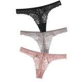 Sexy Lace Thong Low Waist Lace Transparent Panties Women Hollow out Breathable G String Briefs Bow Underwear