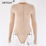 Ribbed Knitted Sexy Bodycon Bodysuit Women Autumn Long Sleeve Slim Rompers Womens Jumpsuit Casual Skinny Party