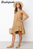 Women Dresses 2022 Women's Ruffles Spring Street Sexy Casual Slim Thin Beach Party O Neck Mini Polka Dots Free