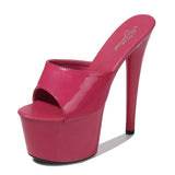 Zingj Patent Leather Mop High Heels With Sexy Black Waterproof Platform Hate Day Superb High Slippers Female