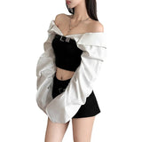 Autumn 2024 New Women's Clothing Sexy Body-Scuffed Shoulder-Collision To Receive Waist-Clothed Umbilly