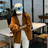 Zingj Korea East Gate Soft Waxy Pit Knitting Cardigan Women's Autumn Winter New Style With Lazy Wind V-Neck Sweater Coat-Outfit