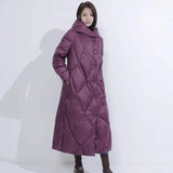 Down Jacket Female Long Style 2024 Winter New Fashion Thickened Retro Literature And Art National Wind Large Size Over The Knee Mother Coat-Outfit