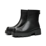 2025 New Square Head Thick Bottom Male Rear Zipper Youth Low Tube Medium Heel High Top Martin