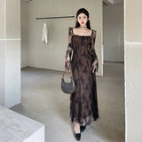 Pure Wants To Show Chest Lace A Dress Autumn New Literary Retro Style Dress