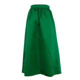 Zingj Women's Wear 2024 New Satin Green Skirt Skirt Female Summer Simple And Versatile High Waist Big Umbrella Skirt-Outfit