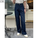 tage High Waist Do Old Women's Jeans Loose Fashion Dark Blue Women Wide Leg Straight Pants Casual Ladies Mopping