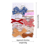 Set Floral Bows Solid Baby Headbands Dot Bowknot Elastic Cotton Hair Bands For Girls Nylon Princess Turban Hair
