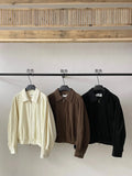 [Daihe] Autumn New Casual Corduroy Lapel Double Zipper Full Cotton Retro Jacket Coat Female H7591-Outfit