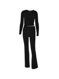 knit two-piece suit with zip and