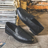 Zingj New Men's Leather Shoes Breathable Lazy Business Leisure One Foot Pedal Bean Shoes British Style Men's Shoes