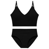 Sexy Seamless Tops Set Low-waist Panties Women Wireless Underwear Suit Soft Padded Bras Set Backless Bralette