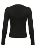 Long Sleeve Heart Pattern Print Tee- Outfit