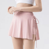 Slit Women Sports Short Skirt 2 in 1 Yoga Shorts Fitness Tennis Running Shorts Breathable Anti Exposure Skirt Gym