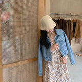 Zingj Denim Jacket Female Autumn 2024 Korean Version Loose Thin Small Jacket Short Versatile Jeans Woman-Outfit