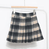 Real Shooting Lattice Folded Skirt Woman 2023 Winter Dress Hair To Prevent Light Half-Dress Skirt High Waist Thin Word Short Skirt