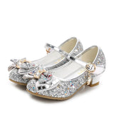 Kids Shoes for Girls Children Girls Shoes Butterfly Knot High Heel Princess Shoes Glitter Leather Party Dress