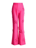 2025 New Fashion Temperament Commuter Suit Collar Jacket Pants Three-Dimensional Flower Suit