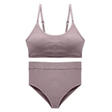 Seamless Tanks Tops Bras Set Female Underwear Wireless Bra Crop Top Women High Waist Underpants Soft Bralette