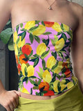 Hawaiian Printed Bandeau Top-Outfit