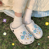 Beach Slipper Cute Cartoon Flower Deco for Hole Shoes Antislip Thicken Shoes for Women 2021 Flat Garden DIY Croc