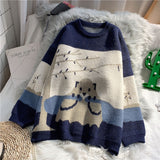 new autumn clothes Japanese cartoon pattern sweater women lazy wind loose fall and winter outer wear pullover knit