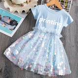 Sequined Kids Princess Summer Sequins Dresses Toddler Cosplay Dress Girl Tutu Teen Birthday Gown Party Clothes