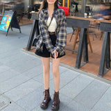 Zingj Kong Style Vintage Plaid Shirt Ladies Chic Coat Coat Spring Dress Female 2023 New Shirt With A Thin