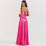 Satin Back Tie-Up Maxi Dress-Outfit