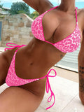 2025 New Women's Split Leopard Print Sexy Bareback Double-Sided Bikini Swimsuit Women's