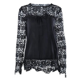 2020 Sping Winter Solid Sexy Lace Patchwork Women's T Shirt Fashion Casual O Neck Long Sleeve Ladies LooseT Shirts
