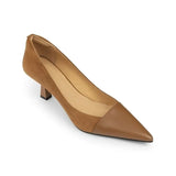 Spring And Summer New Splicing Brown Light Mouth Single Shoes Female French Pointed Female Thin Heel Simple Temperament High